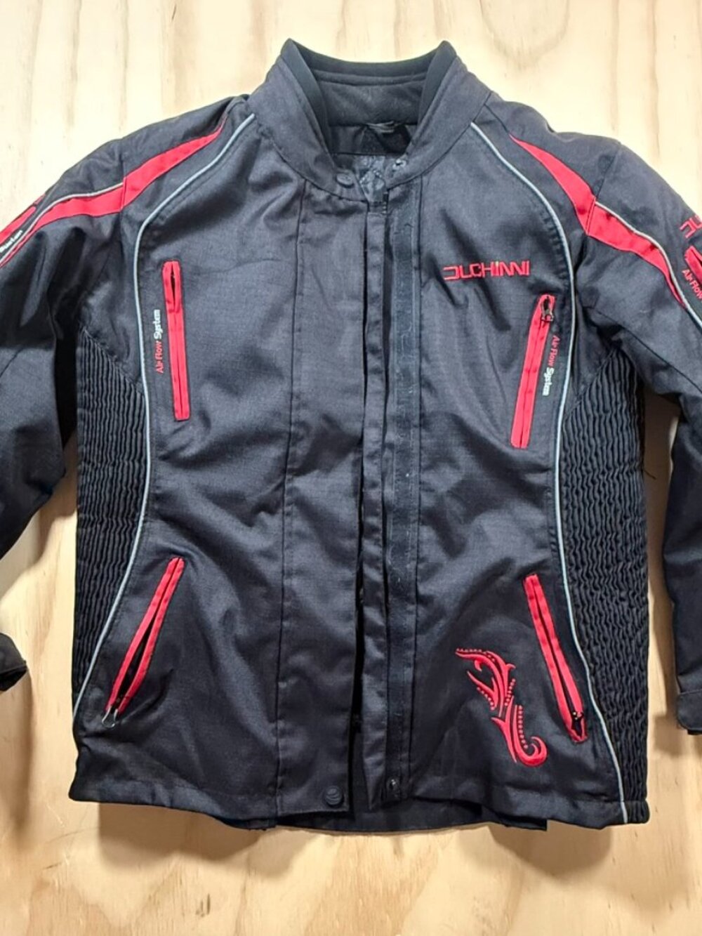 Duchinni Moto Jacket Womens US 14 Padded Biker Full Zip Breathable Vented